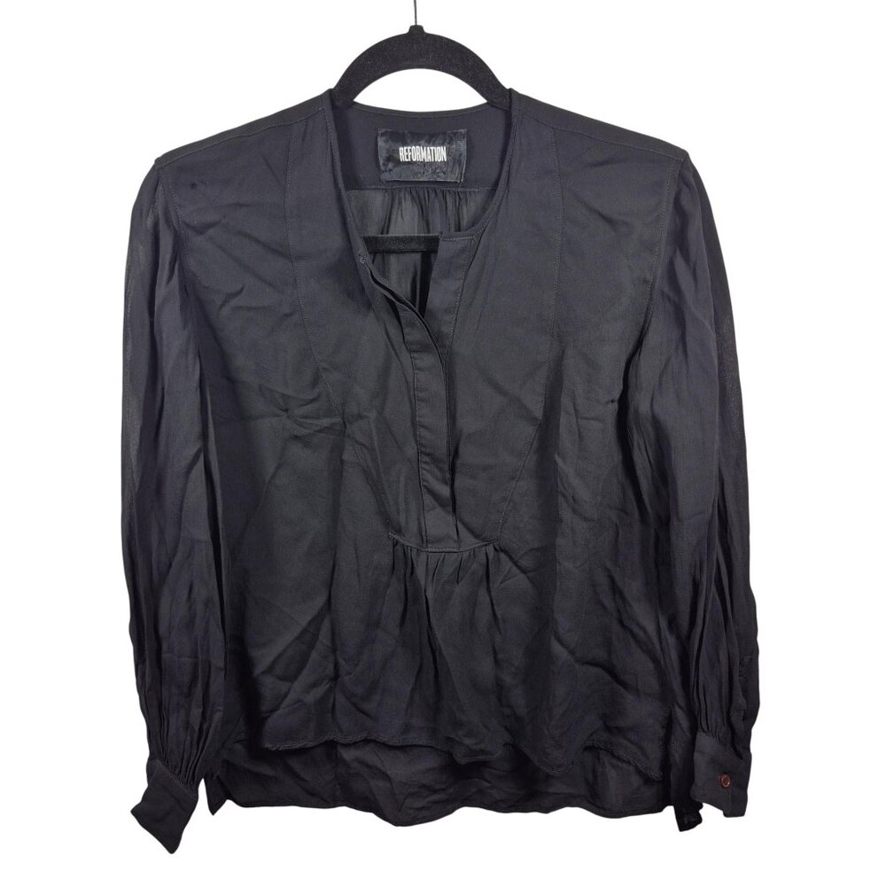 Reformation Top Womens Popover Button Down Blouse Large Feminine Minimalist